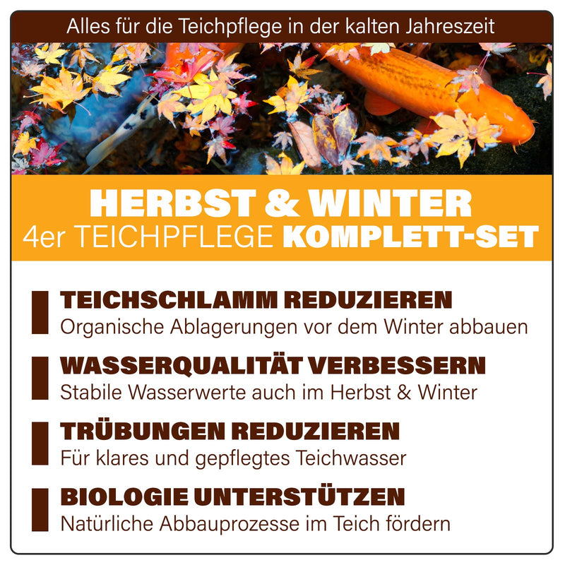 AQUAbasics 4er "Herbst & Winter" Teichpflege Komplett-Set