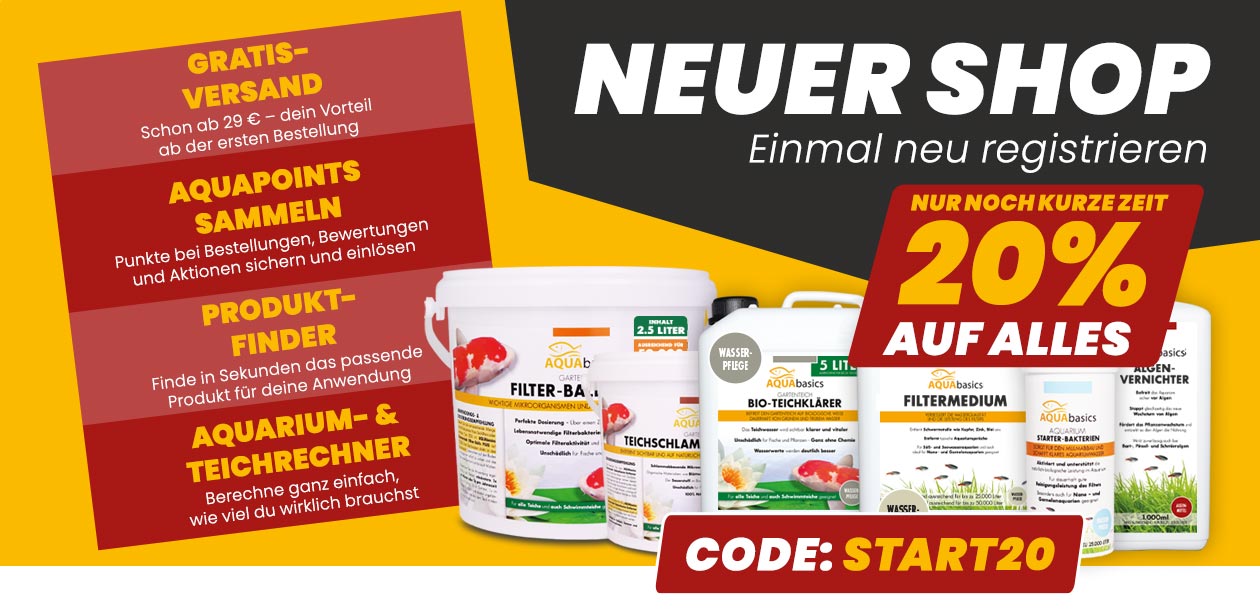 20% auf ALLES: Neuer Shop, neues Gefühl - AQUAbasics