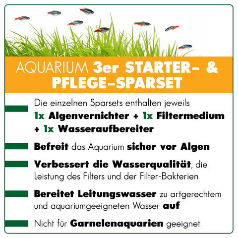 AQUAbasics Aquarium 3er Starter- & Pflege-Sparset