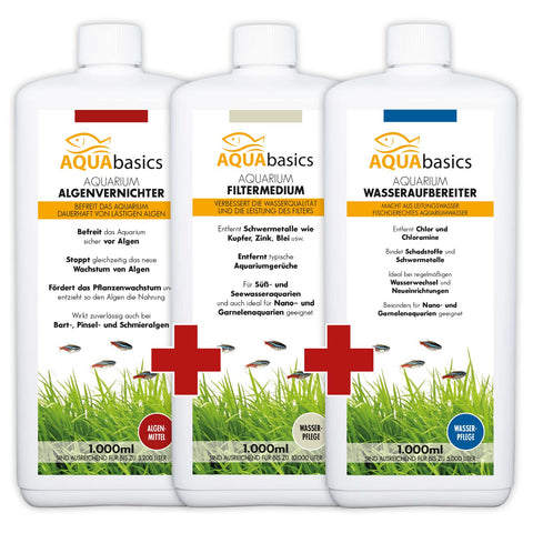 AQUAbasics Aquarium 3er Starter- & Pflege-Sparset