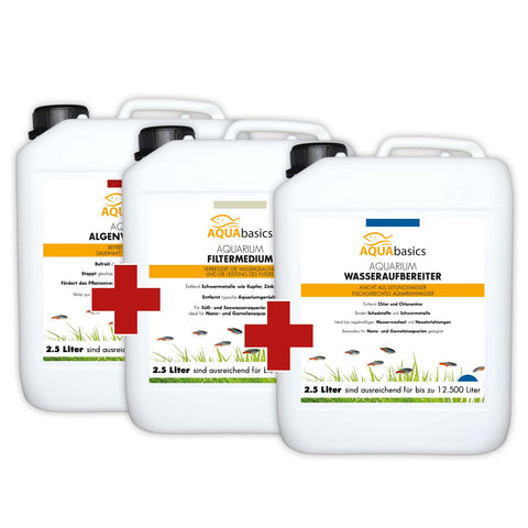 AQUAbasics Aquarium 3er Starter- & Pflege-Sparset